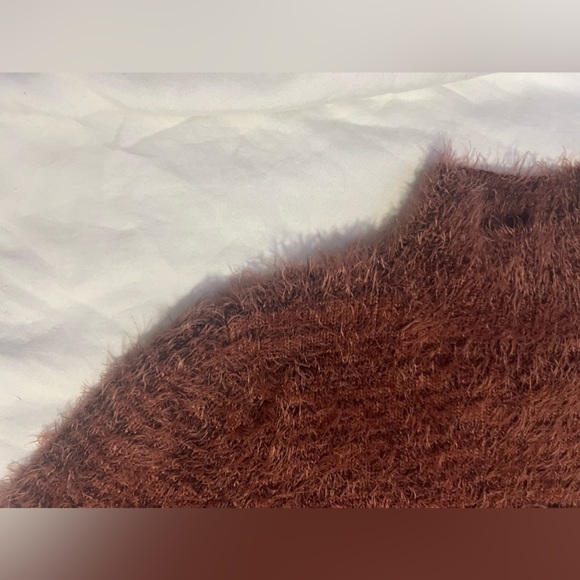 NWT • Express Cropped Fuzzy Brown Turtleneck Sweater - Picture 7 of 10